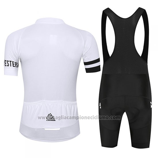 2019 Abbigliamento Ciclismo Chomir Bianco Manica Corta e Salopette