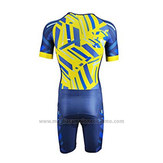 2019 Abbigliamento Ciclismo Emonder-Triathlon Blu Giallo Manica Corta e Salopette