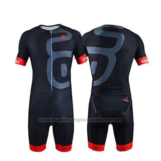 2019 Abbigliamento Ciclismo Emonder-Triathlon Nero Rosso Manica Corta e Salopette