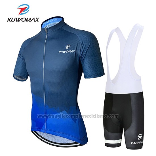 2019 Abbigliamento Ciclismo Kuwomax Blu Manica Corta e Salopette