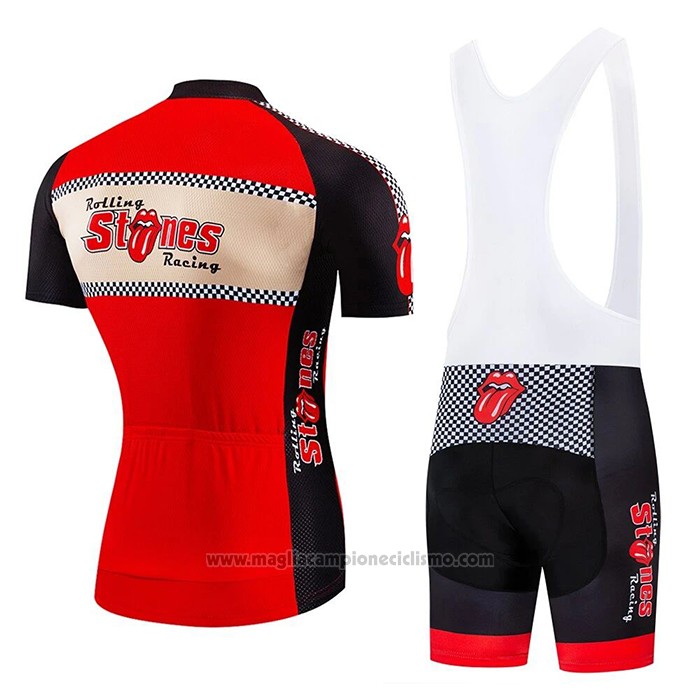 2020 Abbigliamento Ciclismo Rolling Rosso Beige Manica Corta e Salopette