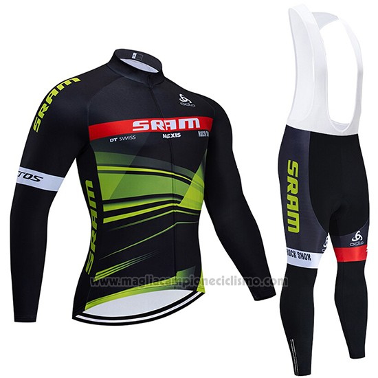 2020 Abbigliamento Ciclismo Sram Nero Verde Manica Lunga e Salopette