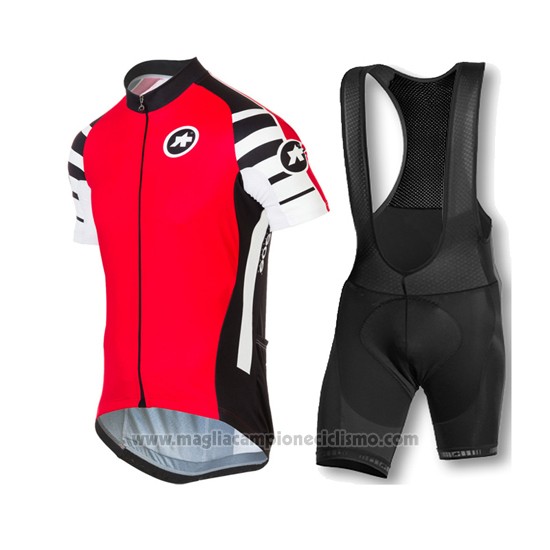 2016 Abbigliamento Ciclismo Assos Rosso Manica Corta e Salopette