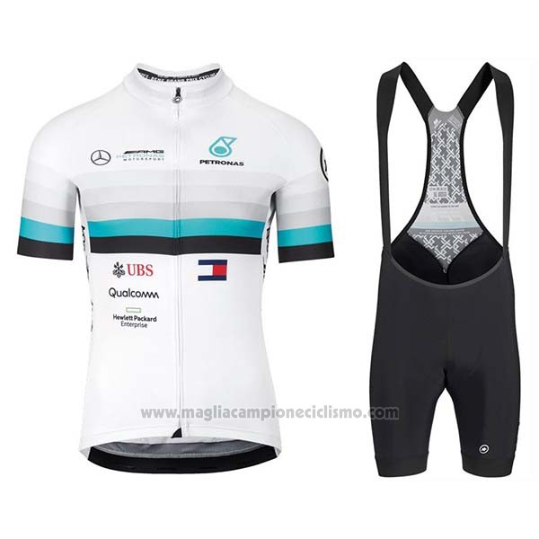 2020 Abbigliamento Ciclismo Assos Bianco Blu Nero Manica Corta e Salopette