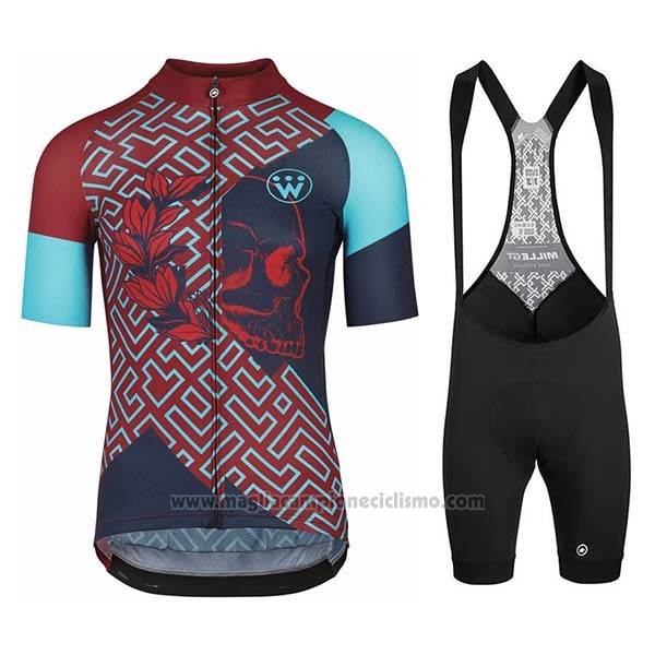 2020 Abbigliamento Ciclismo Assos Fastlane Wyndymilla Rosso Blu Manica Corta e Salopette