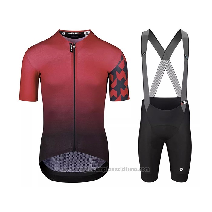 2021 Abbigliamento Ciclismo Assos Scuro Rosso Manica Corta e Salopette