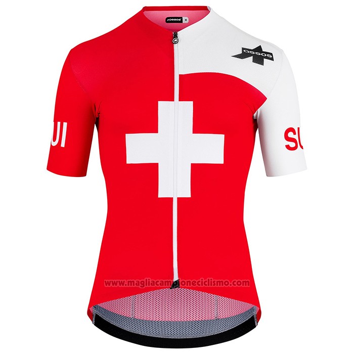 2022 Abbigliamento Ciclismo Assos Bianco e Rosso Manica Corta e Salopette