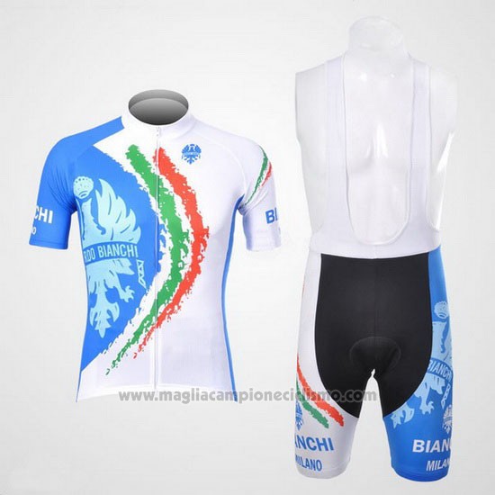 2012 Abbigliamento Ciclismo Bianchi Bianco e Azzurro Manica Corta e Salopette