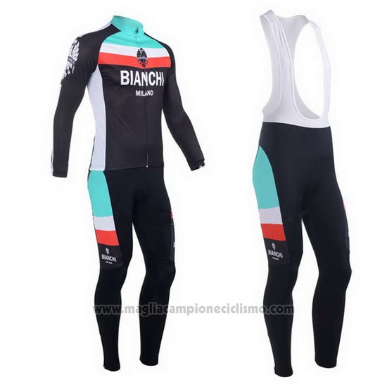 2013 Abbigliamento Ciclismo Bianchi Nero e Azzurro Manica Lunga e Salopette
