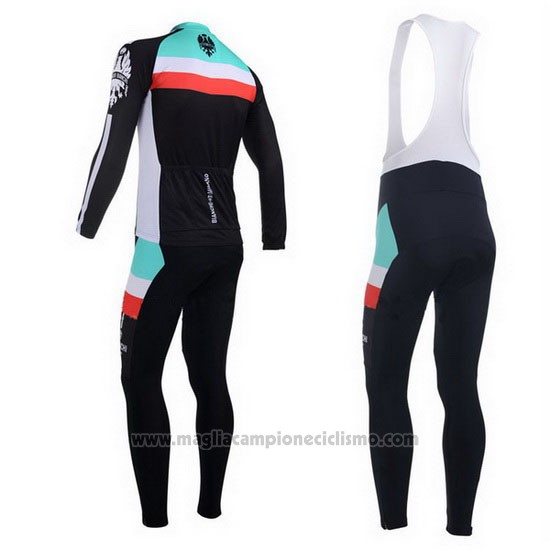 2013 Abbigliamento Ciclismo Bianchi Nero e Azzurro Manica Lunga e Salopette