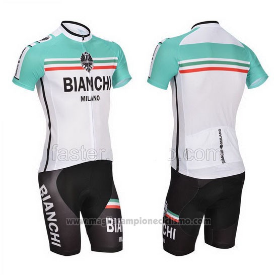 2014 Abbigliamento Ciclismo Bianchi Bianco e Verde Manica Corta e Salopette
