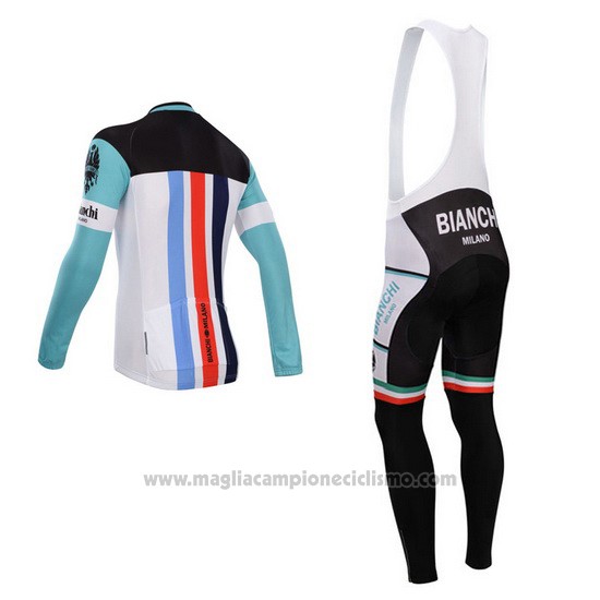 2014 Abbigliamento Ciclismo Bianchi Bianco e Verde Manica Lunga e Salopette