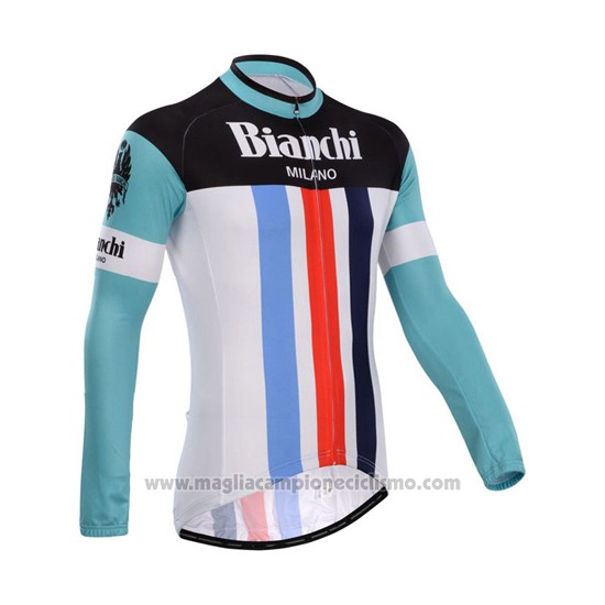 2014 Abbigliamento Ciclismo Bianchi Bianco e Verde Manica Lunga e Salopette