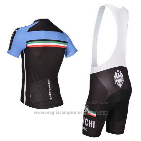 2014 Abbigliamento Ciclismo Bianchi Nero e Blu Manica Corta e Salopette