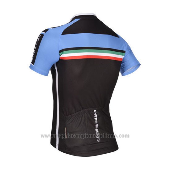 2014 Abbigliamento Ciclismo Bianchi Nero e Blu Manica Corta e Salopette