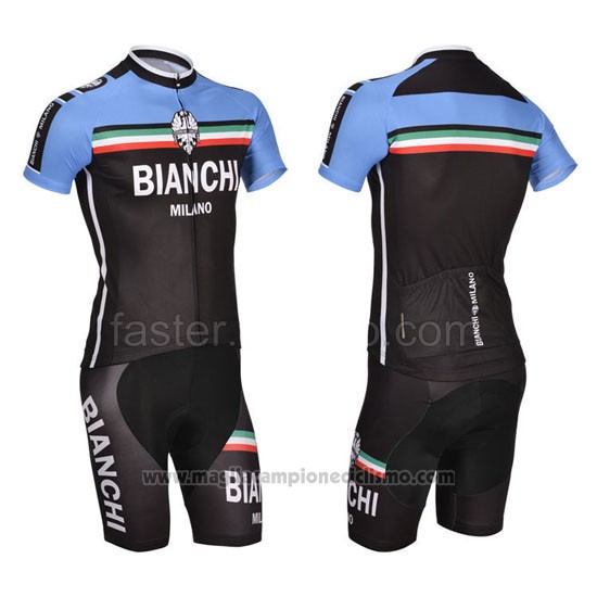 2014 Abbigliamento Ciclismo Bianchi Nero e Blu Manica Corta e Salopette