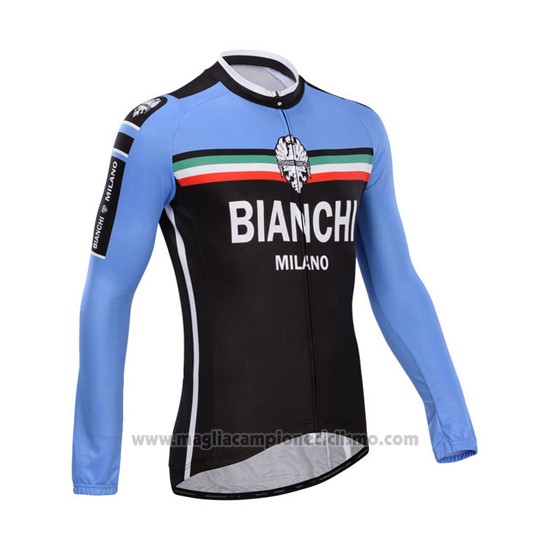 2014 Abbigliamento Ciclismo Bianchi Nero e Celeste Manica Lunga e Salopette