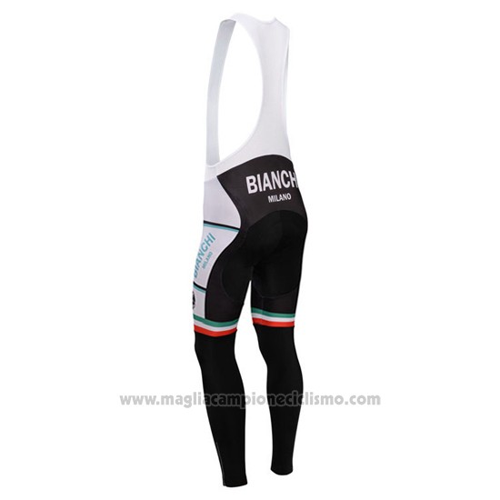 2014 Abbigliamento Ciclismo Bianchi Nero e Celeste Manica Lunga e Salopette