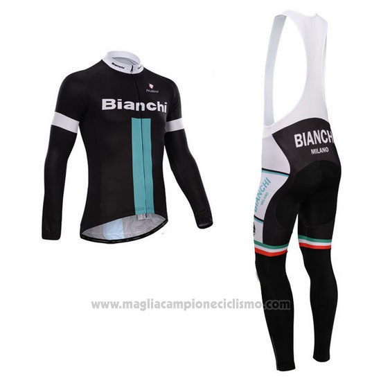 2014 Abbigliamento Ciclismo Bianchi Nero e Verde Manica Lunga e Salopette