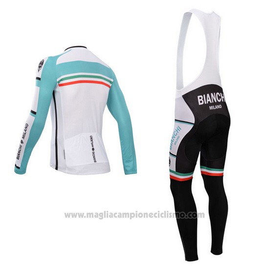2014 Abbigliamento Ciclismo Bianchi Verde e Bianco Manica Lunga e Salopette