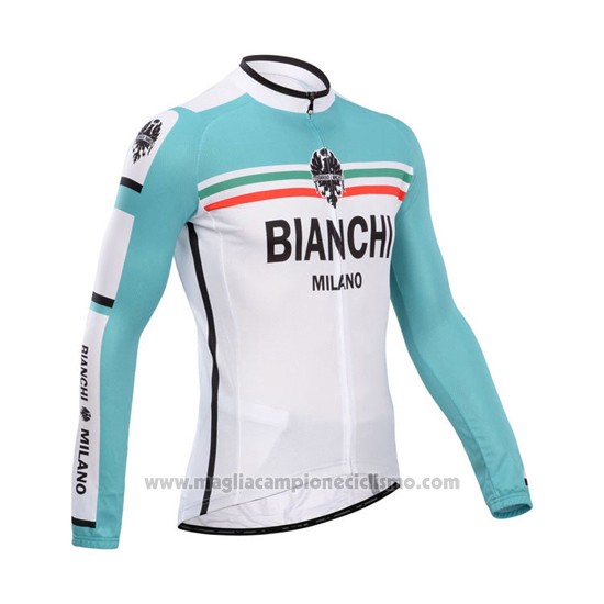 2014 Abbigliamento Ciclismo Bianchi Verde e Bianco Manica Lunga e Salopette