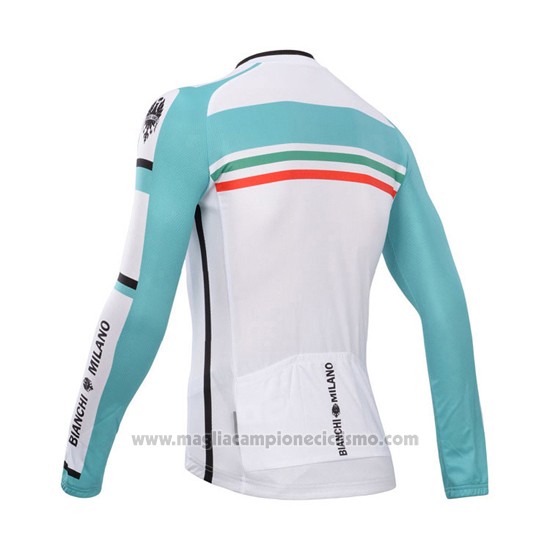 2014 Abbigliamento Ciclismo Bianchi Verde e Bianco Manica Lunga e Salopette