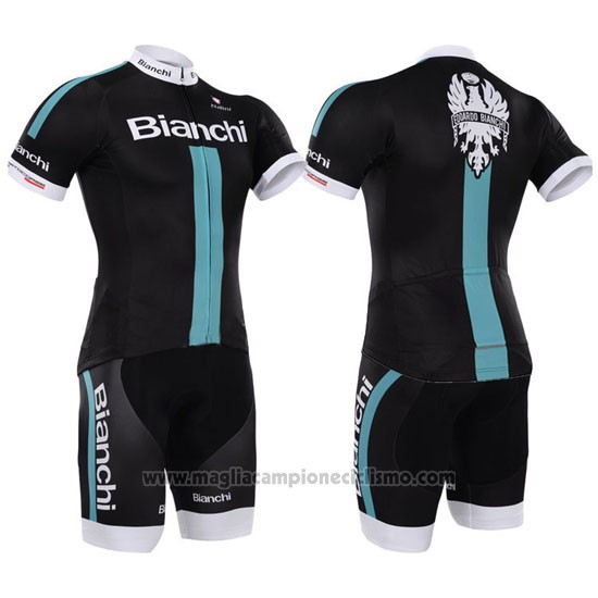 2015 Abbigliamento Ciclismo Bardiani Nero e Blu Manica Corta e Salopette