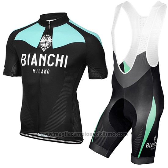 2016 Abbigliamento Ciclismo Bianchi Azzurro e Giallo Manica Corta e Salopette