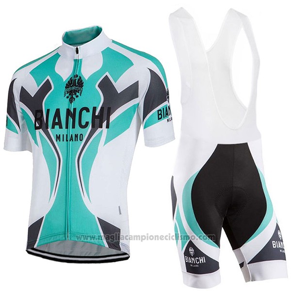 2016 Abbigliamento Ciclismo Bianchi Celeste e Bianco Manica Corta e Salopette