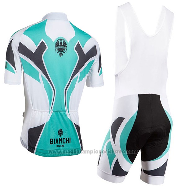 2016 Abbigliamento Ciclismo Bianchi Celeste e Bianco Manica Corta e Salopette