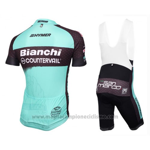 2016 Abbigliamento Ciclismo Bianchi Mtb Azzurro e Nero Manica Corta e Salopette
