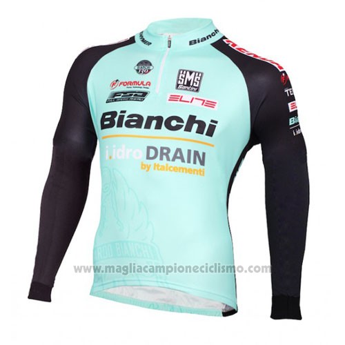 2016 Abbigliamento Ciclismo Bianchi Mtb Ml Nero e Verde Manica Lunga e Salopette