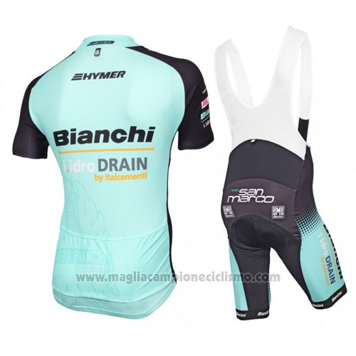 2016 Abbigliamento Ciclismo Bianchi Mtb Nero e Azzurro Manica Corta e Salopette