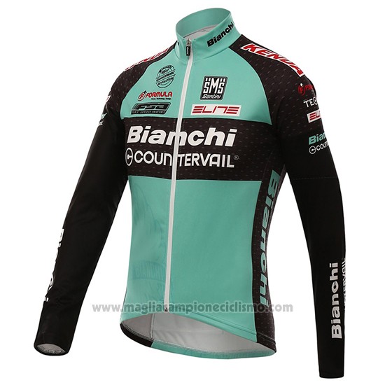 2016 Abbigliamento Ciclismo Bianchi Mtb Nero e Verde Manica Lunga e Salopette