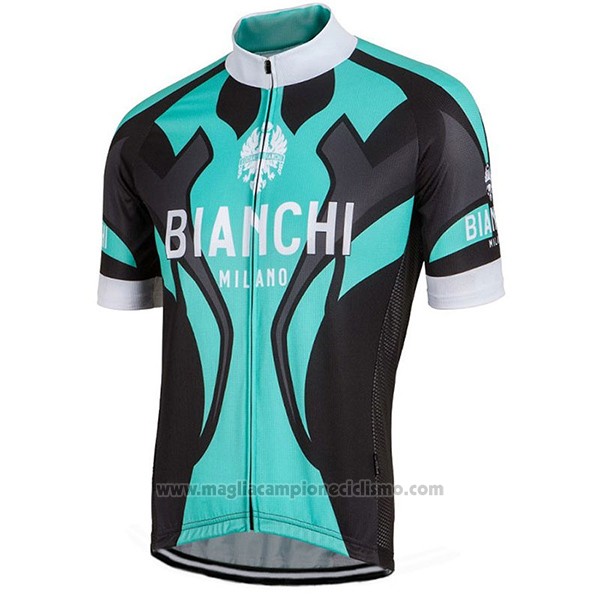 2016 Abbigliamento Ciclismo Bianchi Nero e Celeste Manica Corta e Salopette