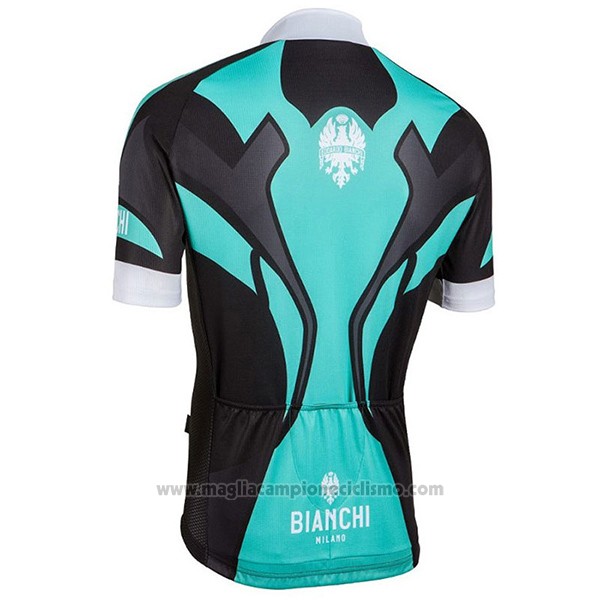 2016 Abbigliamento Ciclismo Bianchi Nero e Celeste Manica Corta e Salopette