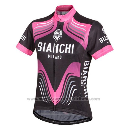 2016 Abbigliamento Ciclismo Bianchi Nero e Fuxia Manica Corta e Salopette