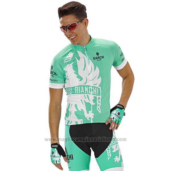 2016 Abbigliamento Ciclismo Bianchi Verde e Bianco Manica Corta e Salopette
