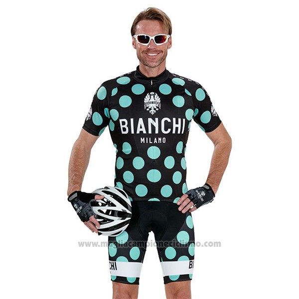 2016 Abbigliamento Ciclismo Bianchi Verde e Nero Manica Corta e Salopette