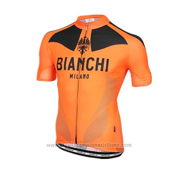 2017 Abbigliamento Ciclismo Bianchi Arancione Manica Corta e Salopette