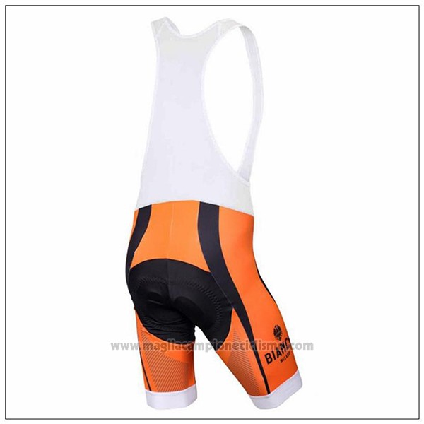 2017 Abbigliamento Ciclismo Bianchi Arancione Manica Corta e Salopette