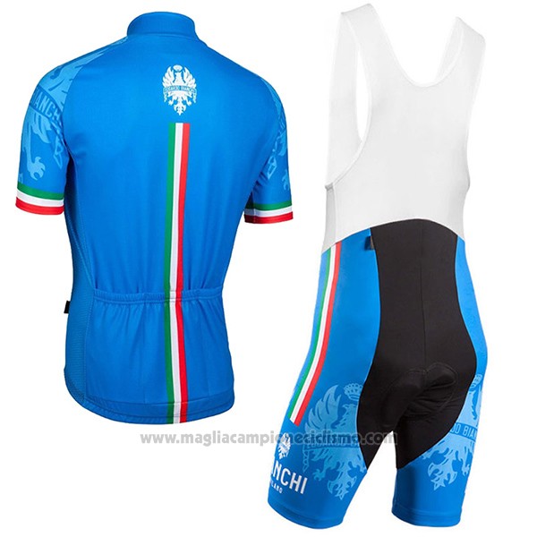 2017 Abbigliamento Ciclismo Bianchi Blu Manica Corta e Salopette