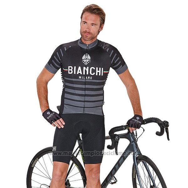 2017 Abbigliamento Ciclismo Bianchi Milano Albatros Grigio Manica Corta e Salopette