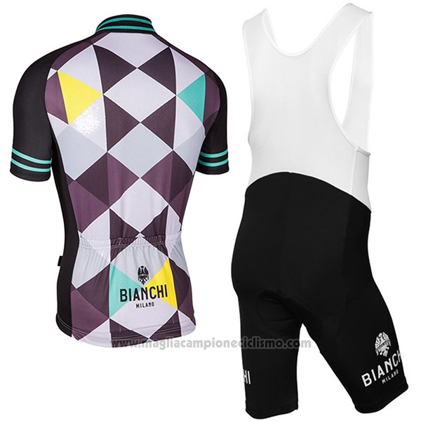 2017 Abbigliamento Ciclismo Bianchi Milano Aviolo Nero Manica Corta e Salopette