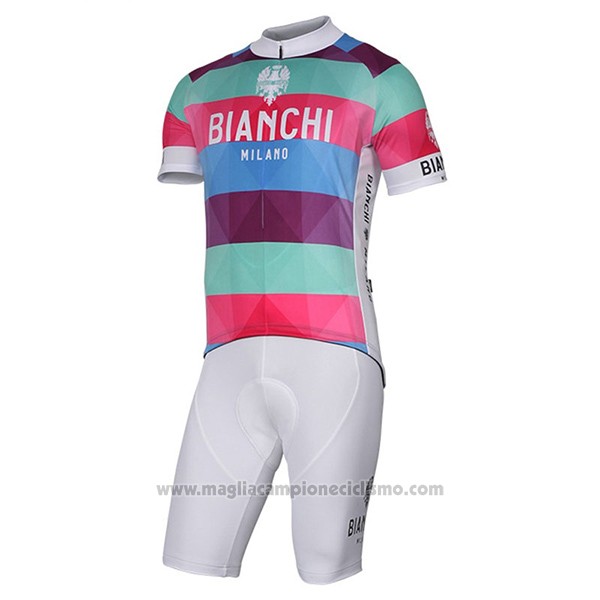 2017 Abbigliamento Ciclismo Bianchi Milano Aviolo Rosso Manica Corta e Salopette
