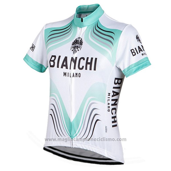 2017 Abbigliamento Ciclismo Bianchi Milano Bianco Manica Corta e Salopette