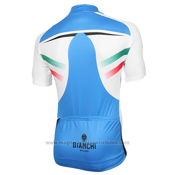 2017 Abbigliamento Ciclismo Bianchi Milano Celeste e Bianco Manica Corta e Salopette