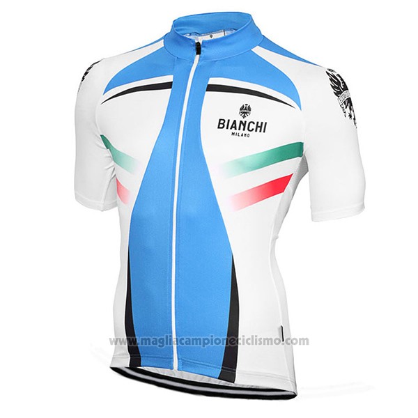 2017 Abbigliamento Ciclismo Bianchi Milano Celeste e Bianco Manica Corta e Salopette