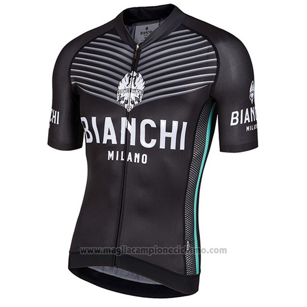 2017 Abbigliamento Ciclismo Bianchi Milano Ceresole Nero Manica Corta e Salopette