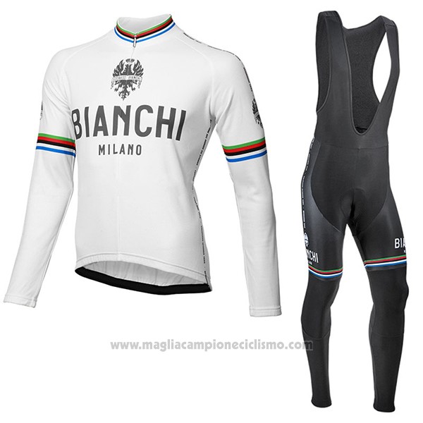 2017 Abbigliamento Ciclismo Bianchi Milano Ml Bianco Manica Lunga e Salopette
